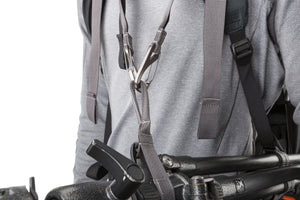 Adjustment straps let you photograph while 